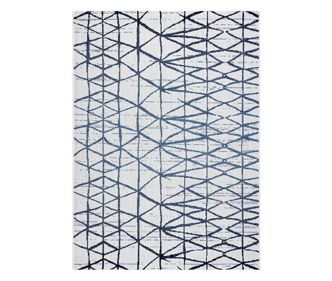 Alfombra COLOR 47278306 SISAL líneas triangulos 120x170 Azul