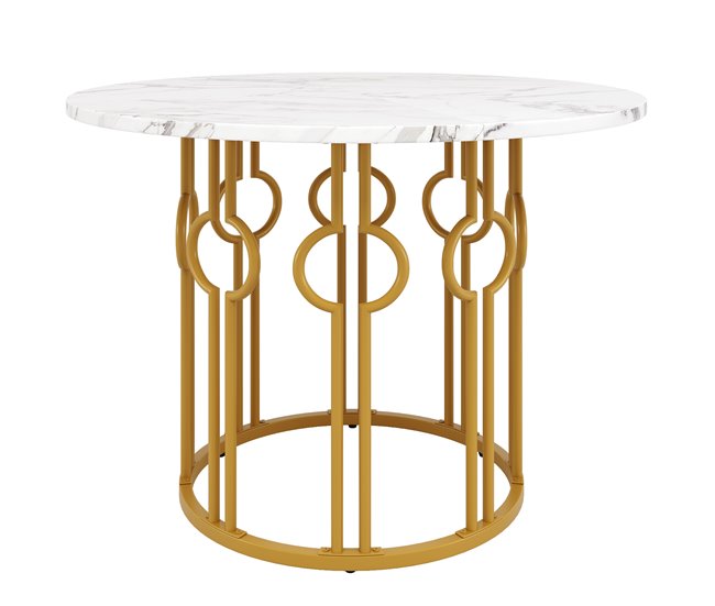 Conjunto mesa redonda mármol Blanco