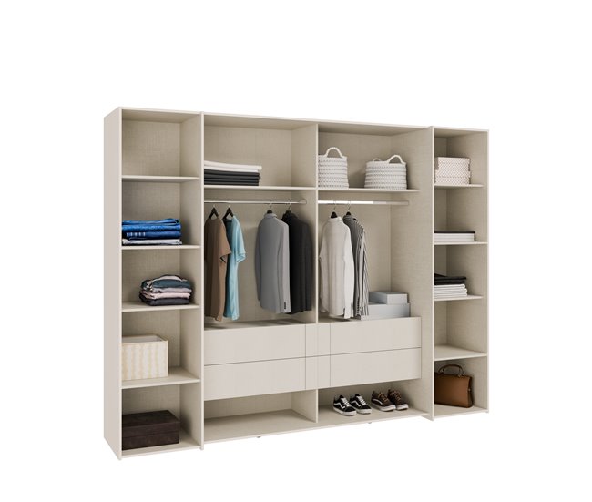 Armario SAND 210x270cm 2 puertas batientes y 2 puertas correderas Beige