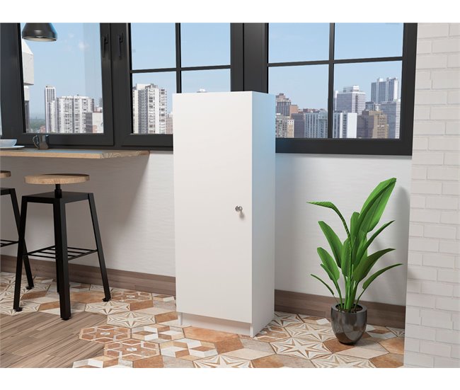 Aparador Belleria, Estilo Minimalista con 4 Estantes Blanco