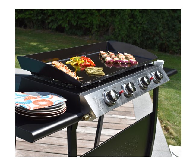 Plancha de gas VALENCIA - 4 quemadores 10kW Negro