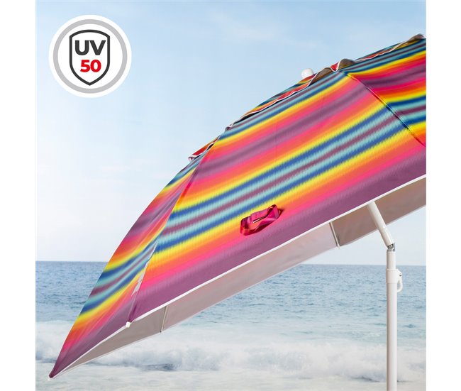 Aktive Sombrilla playa antiviento 8 varillas rayas Multicolor