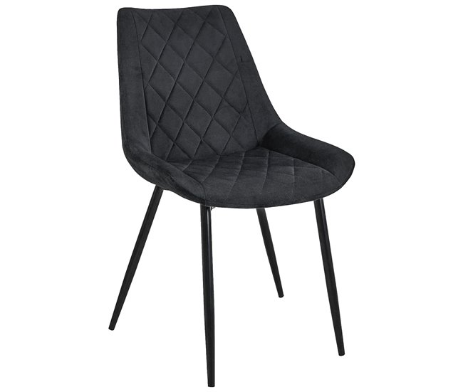 4x Silla tapizada capitoné de terciopelo SJ.0488 Negro