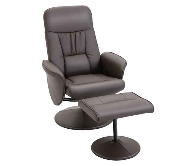 Sillón Reclinable Otomana Metal, PU, Espuma HOMCOM Marron