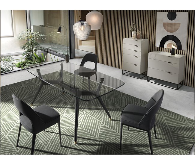 ANGEL CERDA Silla comedor patas acero negro Negro