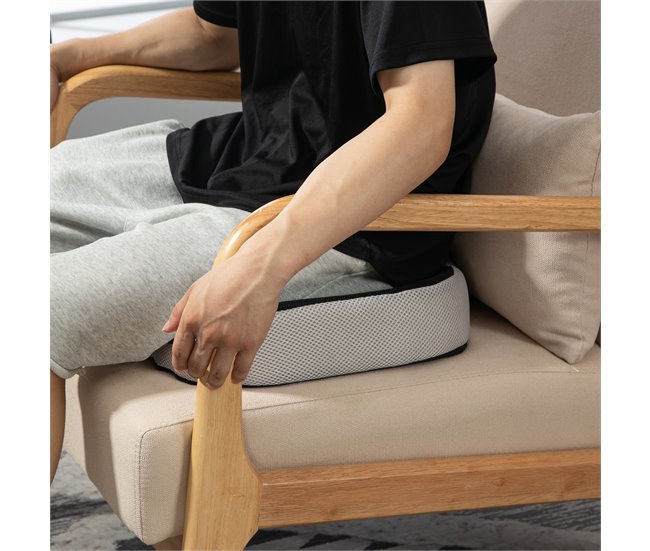 Cojín de Asiento Malla, Espuma Viscoelástica HOMCOM Negro