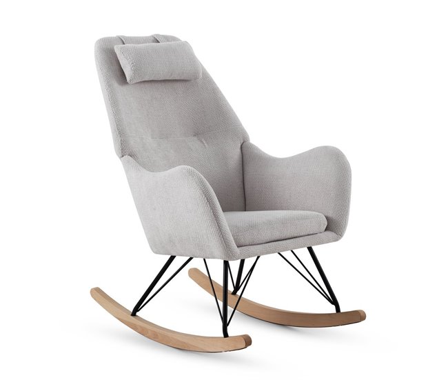 Balancín tapizado en chenilla y patas metálicas Blanco