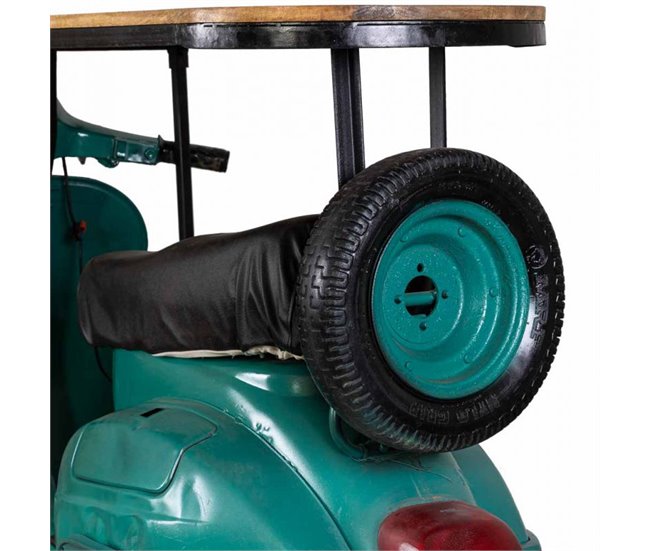 Barra botellero moto vespa de metal y madera Azul