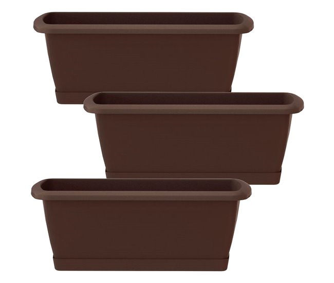 3x Jardinera Respana con soporte Marron