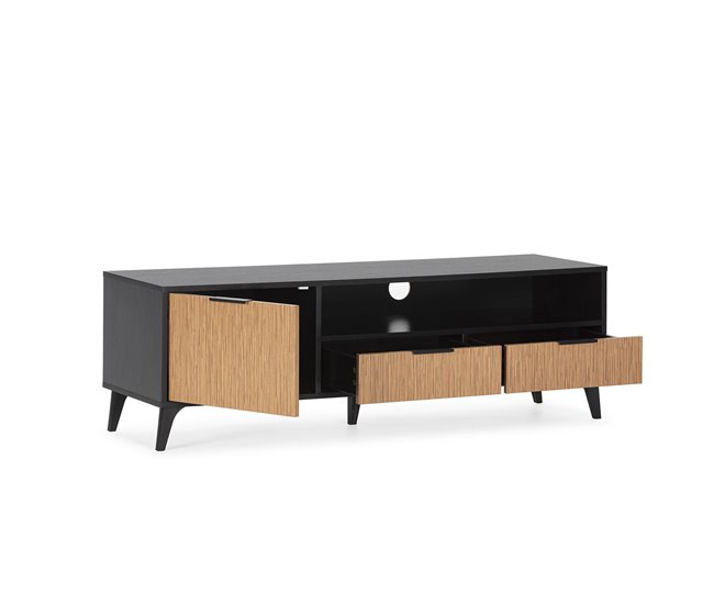 Mueble TV Denis 1 puerta y 2 cajones Negro