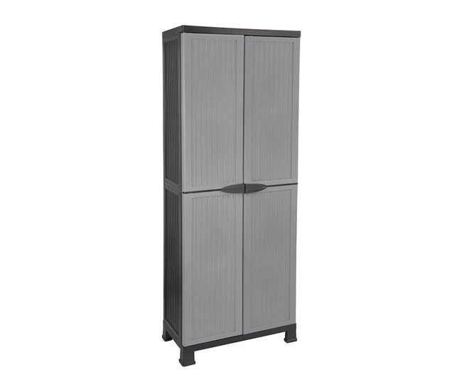 Armario de Resina Exterior con Escobero y 4 Baldas Thinia Home 68 Gris