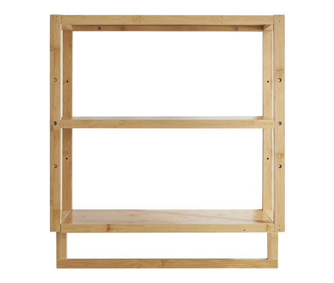 Estantería de pared Östra de 3 niveles con toallero bambú Natural