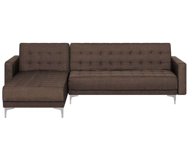 Beliani Sofá esquinero Poliéster ABERDEEN Gris Oscuro