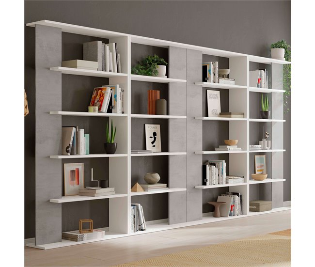 Pack 4 Estanterías Modernas para Salón Comedor Blanco/ Gris
