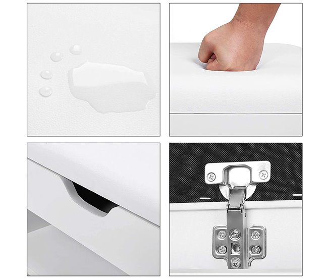 Banco de zapatos con 3 compartimentos y 1 espacio de almacenamiento con asiento cómodo - H44 cm Blanco