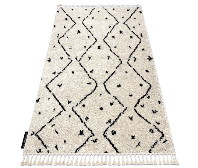 Alfombra BERBER TETUAN B751 zigzag Franjas Bereber Marroquí Shag 120x170 Crema