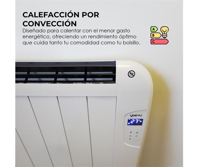 YOEVU - Emisor térmico de aluminio 1500W Control a distancia Blanco