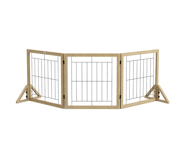 Barrera para Perros Pino, Acero PawHut Madera