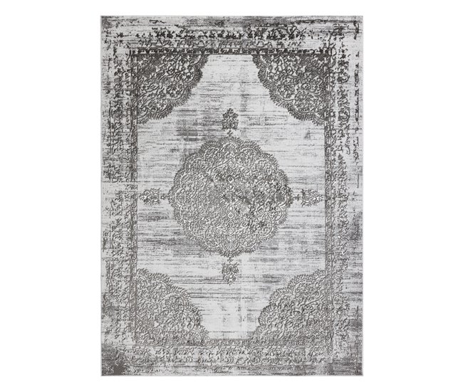 Alfombra LIRA E1468 Rosetón estructural moderna glamour 120x170 Blanco/ Gris