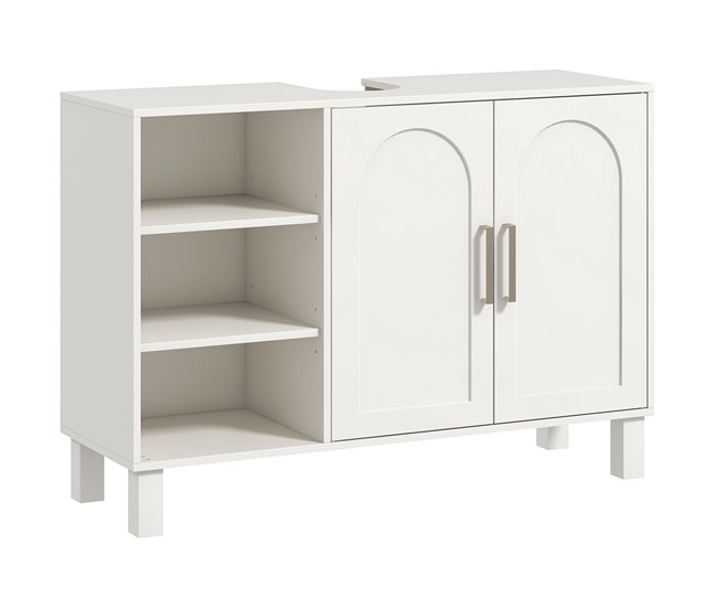 Mueble bajo Lavabo MDF, Melamina de Madera HOMCOM, hogar - baño Crudo