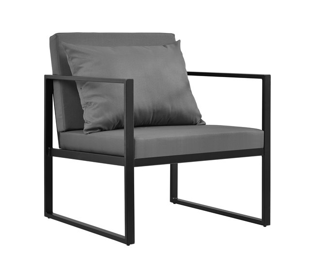 [casa.pro] set de muebles de jardín 2 x sillas sofá mesa Negro