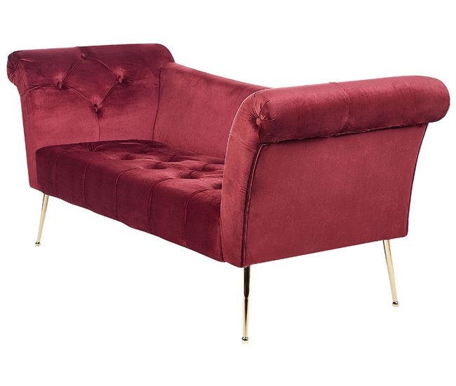 Beliani Chaise longue Terciopelo NANTILLY Rojo