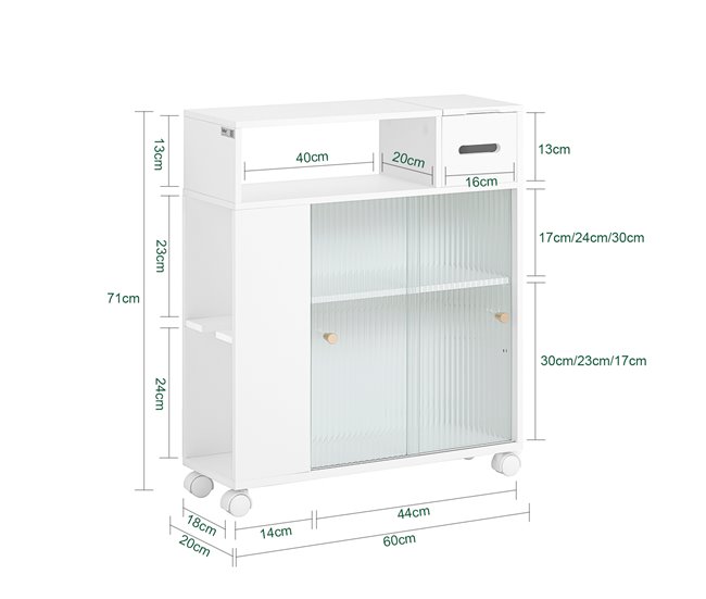Estantería auxiliar con 2 Puertas para Baño BZR117-W SoBuy Blanco