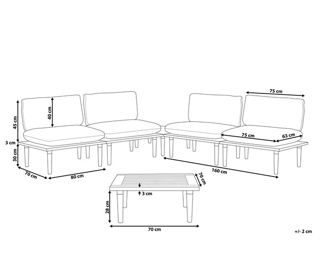 Beliani Conjunto de jardín Madera de acacia con certificado FSC® FRASCATI Gris Claro