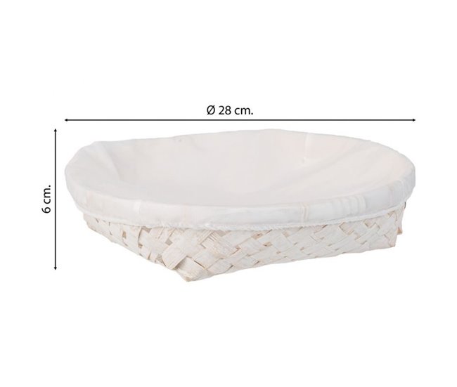 Panera redonda de bambú con forro Blanco