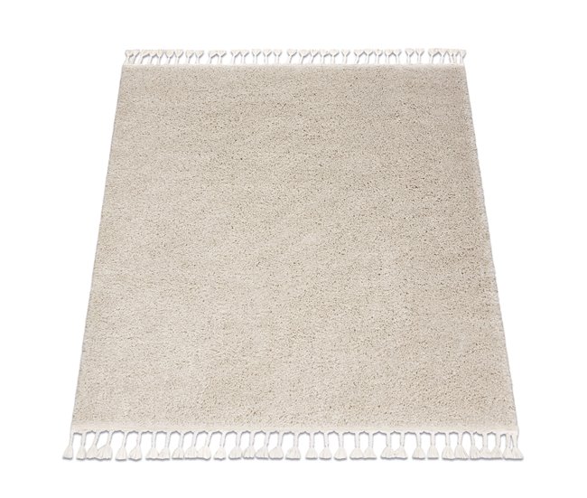 Alfombra BERBER cuadrado 9000 Franjas Bereber Marroquí Shaggy 120x120 Crema