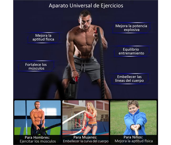 Cuerda de Batalla poliéster HOMCOM, deportes y ocio - musculación Negro