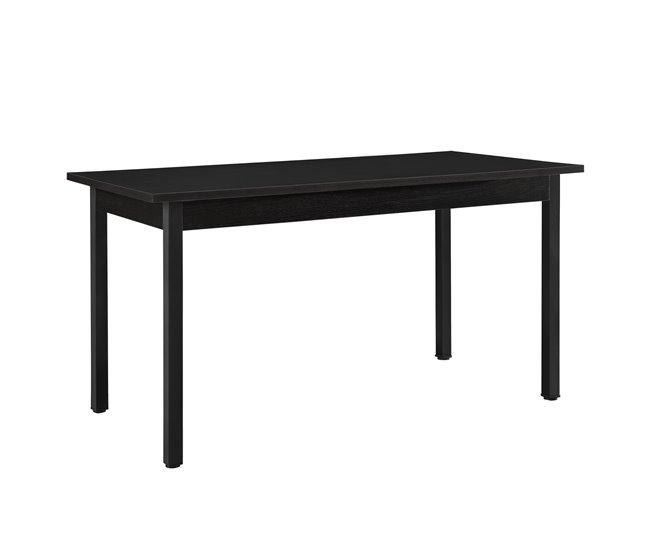 Mesa de comedor con 6 sillas Bjerkvik MDF hierro polipiel 140x60 Negro/ Gris