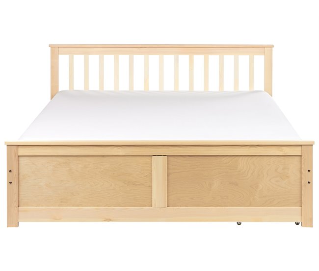 Beliani Cama con cajones Madera de pino OLENDON 169x206 Blanco