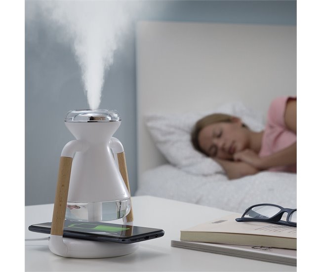 Humidificador Difusor de Aromas y Cargador Inalámbrico 3 en 1 Multicolor
