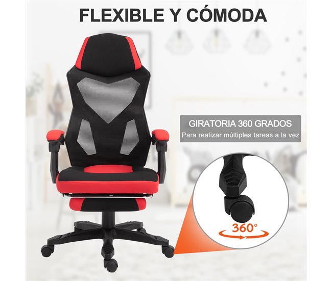 Silla de Oficina esponja, tejido de malla Vinsetto Rojo