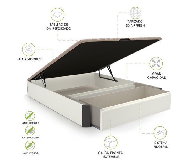Canapé Luxury Max 3D 150x190 Blanco/ Gris