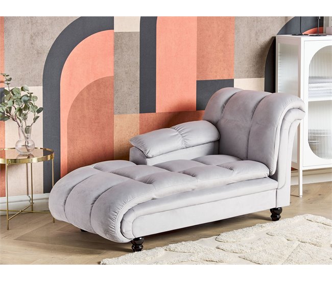 Beliani Chaise longue Terciopelo LORMONT Gris Claro