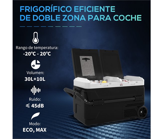 Nevera de Compresor PP, ABS HOMCOM Negro