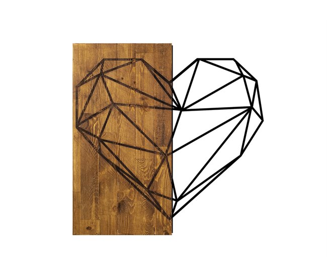 Placa deco WOOD HEART metal negro Negro