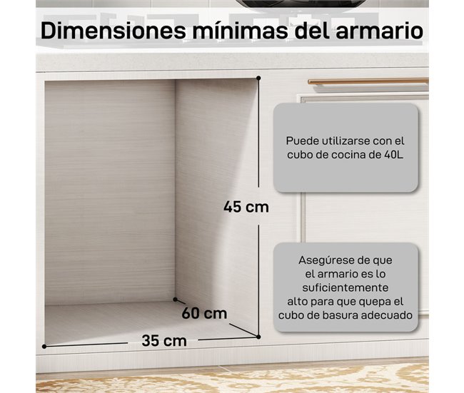Cubo Basura Extraíble ABS, Metal HOMCOM, hogar - cocina Gris