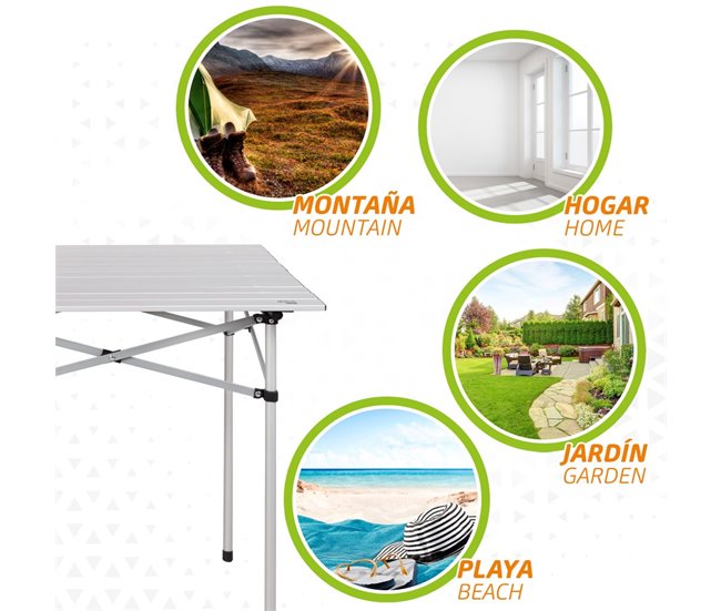 Mesa camping plegable de aluminio Aktive Camping Gris