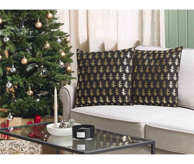 Beliani Cojín decorativo LEROY Negro