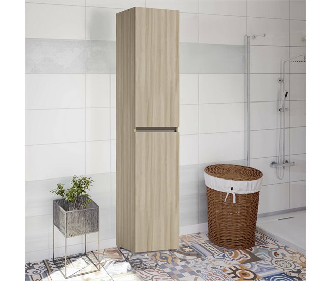 Armario multiusos 2 puertas efecto madera 45 Blanco