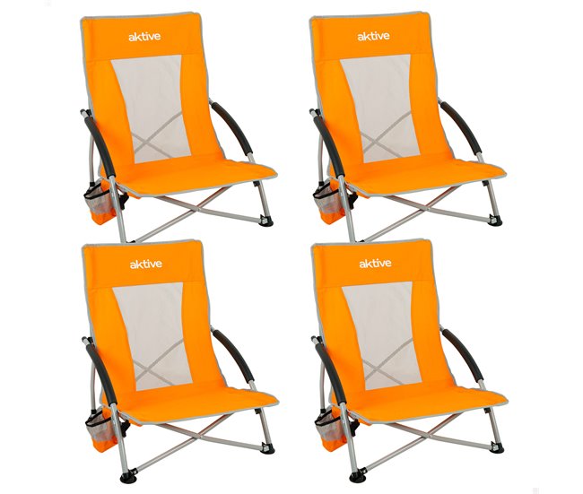 Aktive Pack 4 sillas plegables playa Naranja