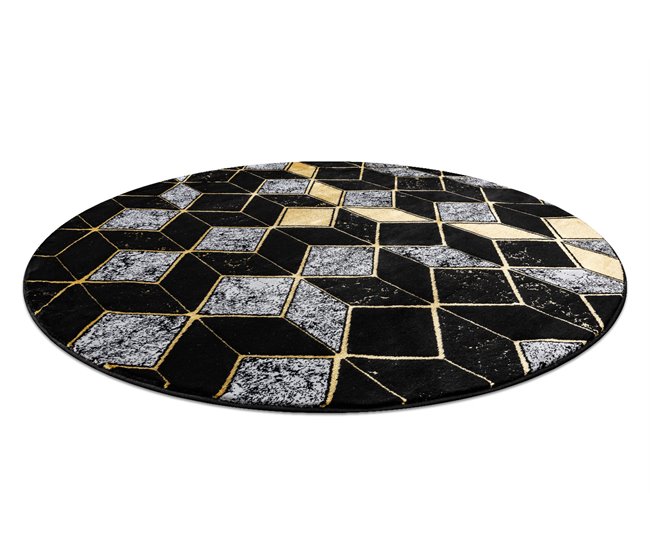 Alfombra GLOSS círculo moderno 400B 86 elegante glamour 120x120 Negro