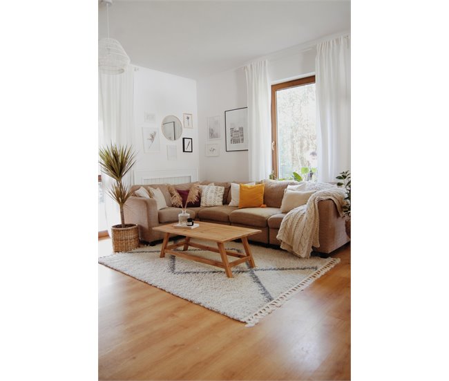 Alfombra BERBER MEKNES B5910 Franjas Bereber Marroquí 200x290 Crema