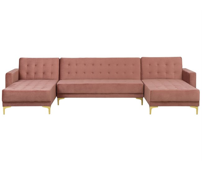 Beliani Sofá modular Terciopelo ABERDEEN Rosa