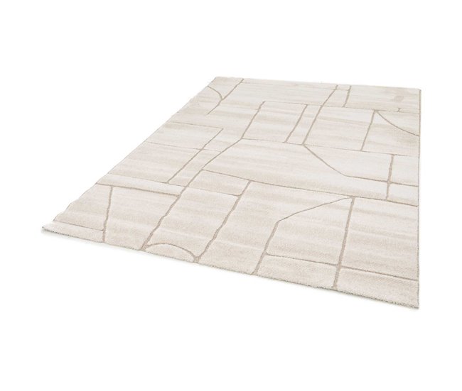 Alfombra diseño cuadros en relieve DIENA - ATTICGO 120x170 Blanco