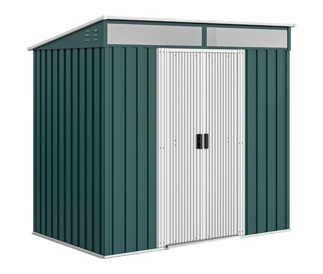 Caseta de Jardín Acero Galvanizado Outsunny Verde