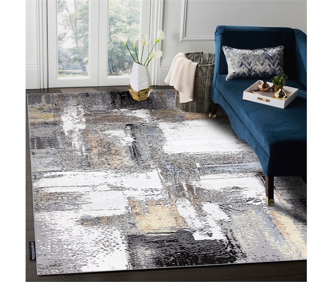 Alfombra DE LUXE moderna 633 Abstracción - Structural 160x220 Crema